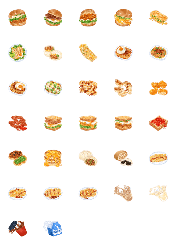 [LINE絵文字]台湾の美味しい朝ごはん 絵文字の画像一覧