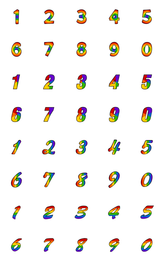 [LINE絵文字]Number emoji 80 (Pride Month)の画像一覧