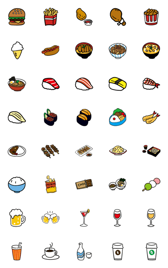 [LINE絵文字]食べ物ロキアコの画像一覧