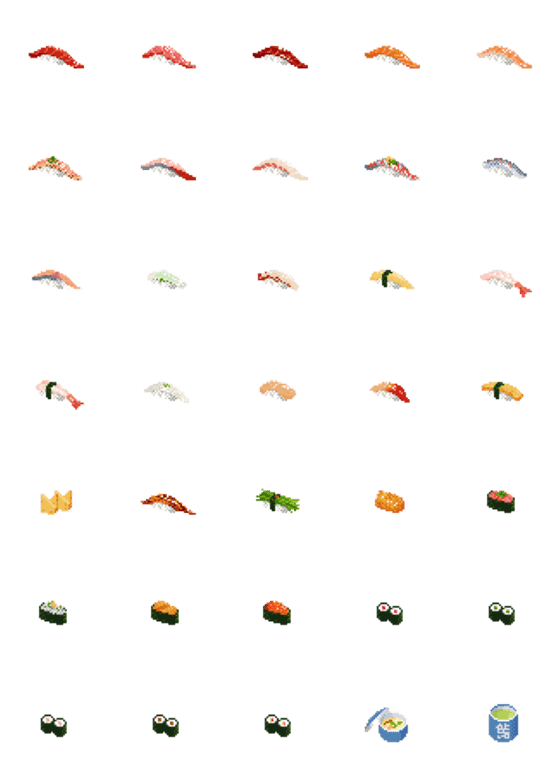 [LINE絵文字]ドット絵 寿司絵文字の画像一覧