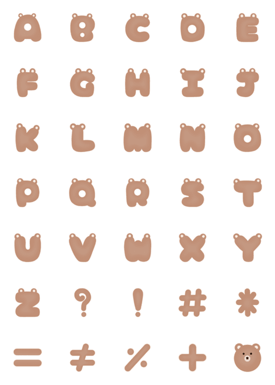 [LINE絵文字]Brown bear english alphabetの画像一覧