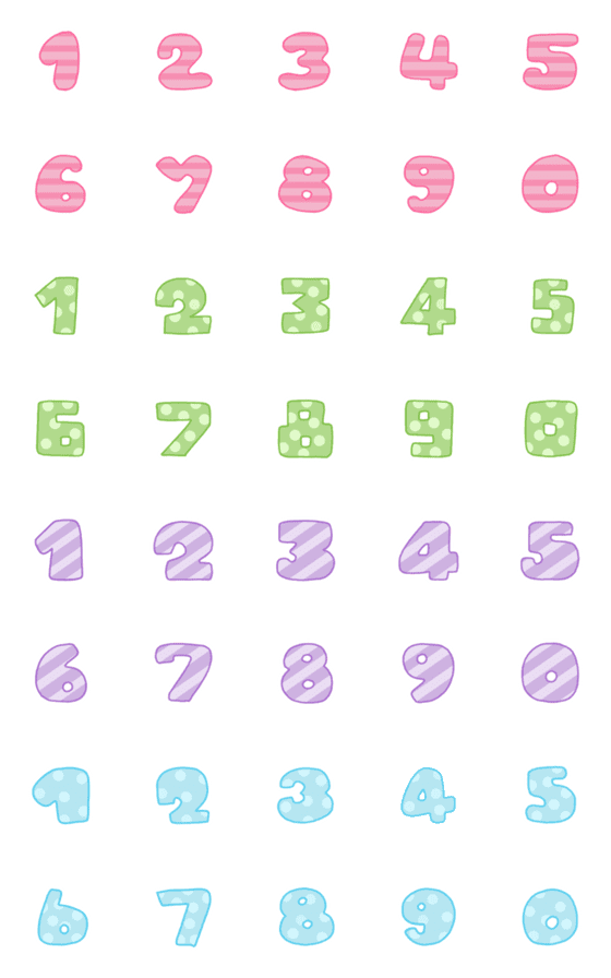 [LINE絵文字]Number puffy pastel emojiの画像一覧
