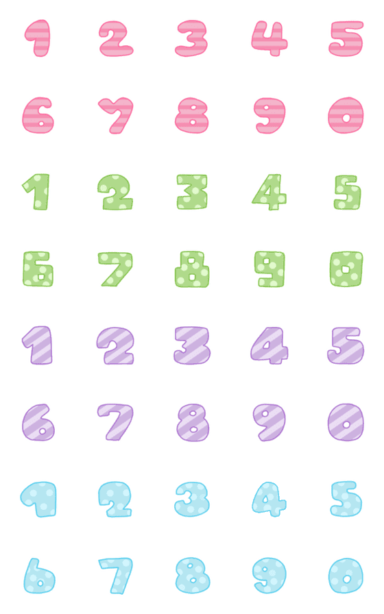 [LINE絵文字]Number puffy pastel emoji animationの画像一覧