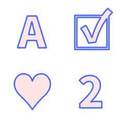 [LINE絵文字] QxQ 青 ピンク ALVA  ♥ ABC 123 英語 数字の画像