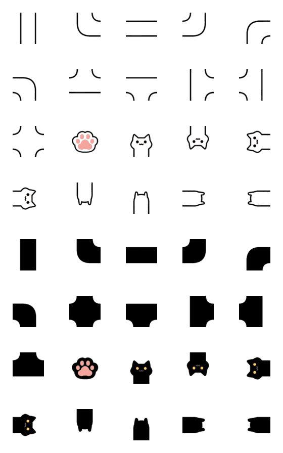 [LINE絵文字]liquid cat_black＆white-newの画像一覧