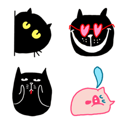 [LINE絵文字] Black Cat ＆ Pink Pigの画像