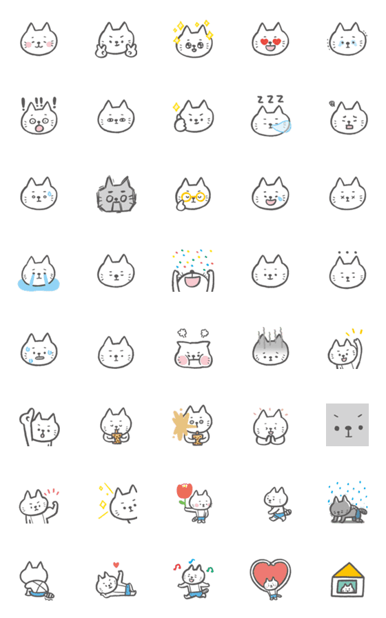 [LINE絵文字]THE WHITE CAT Animated Emojiの画像一覧