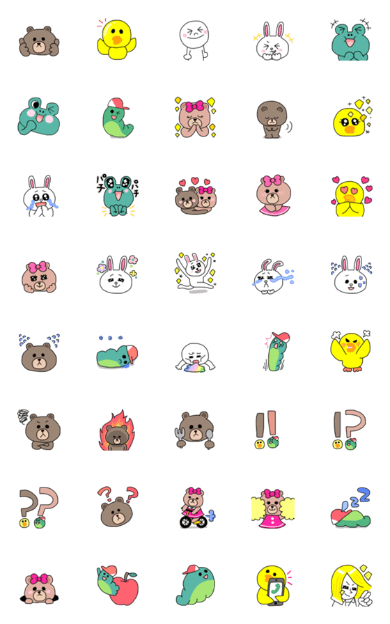 [LINE絵文字]LINE FRIENDSの絵文字の画像一覧