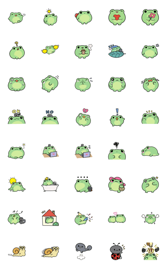 [LINE絵文字]cute cute Frog emojiの画像一覧