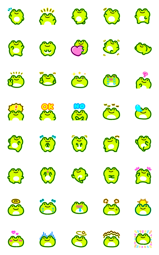 [LINE絵文字]動くカエル絵文字（ネオン）の画像一覧