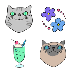 [LINE絵文字] 丸顔猫絵文字の画像