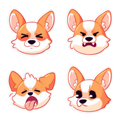 [LINE絵文字] Exaggerated Corgi Expression Stickersの画像