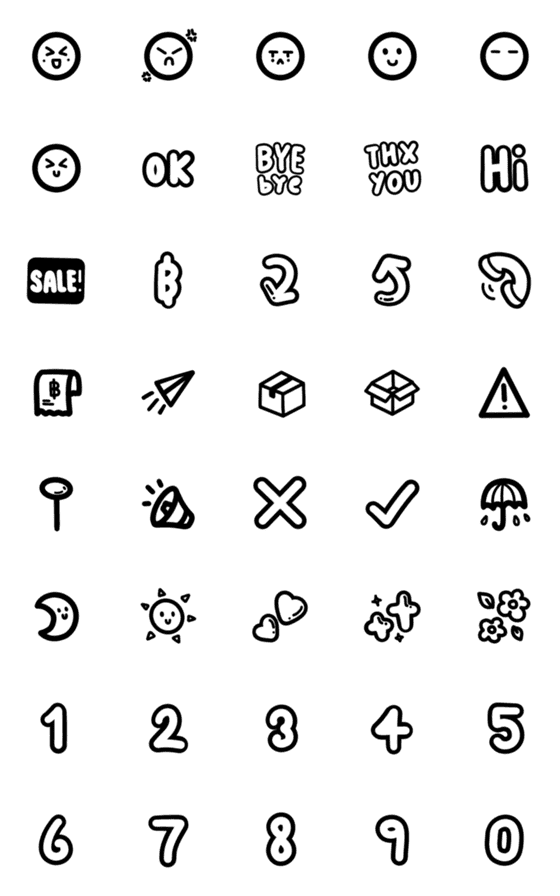 [LINE絵文字]Black＆white number emoji and iconの画像一覧