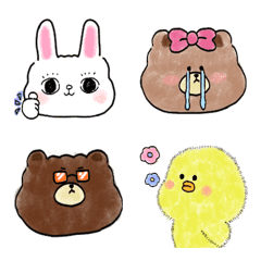 [LINE絵文字] ふとまるこま×LINE FRIENDS 絵文字の画像