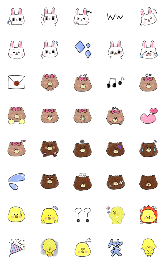 [LINE絵文字]ふとまるこま×LINE FRIENDS 絵文字の画像一覧