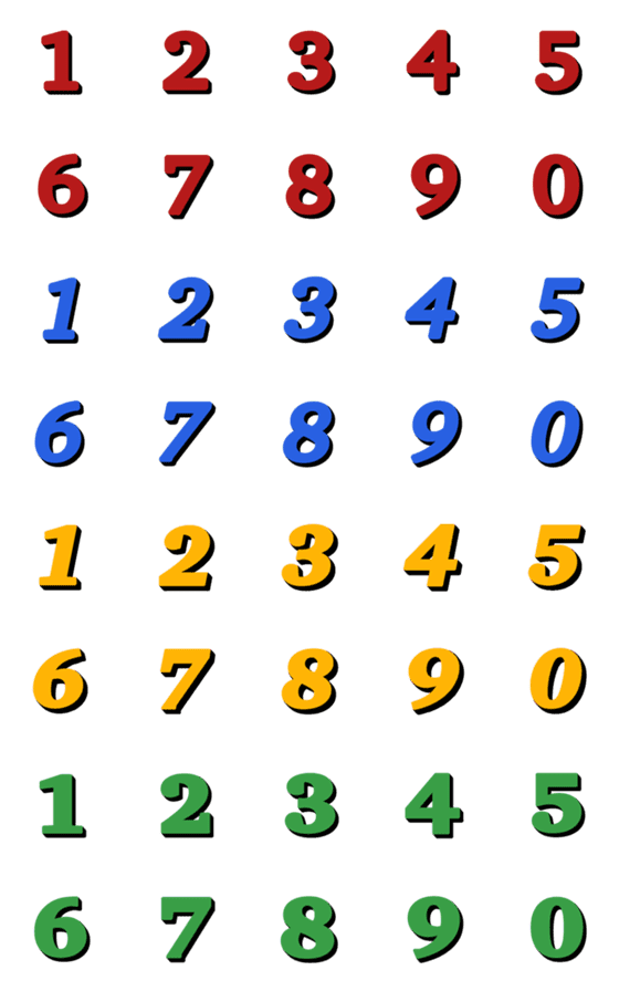 [LINE絵文字]Number classic colour minimal emojiの画像一覧