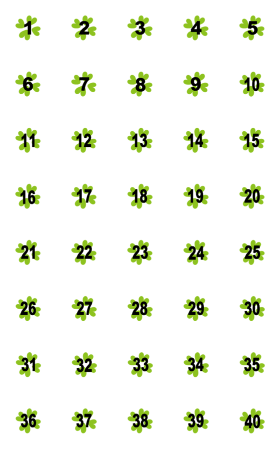 [LINE絵文字]クローバーの数字 1 ～ 40の画像一覧