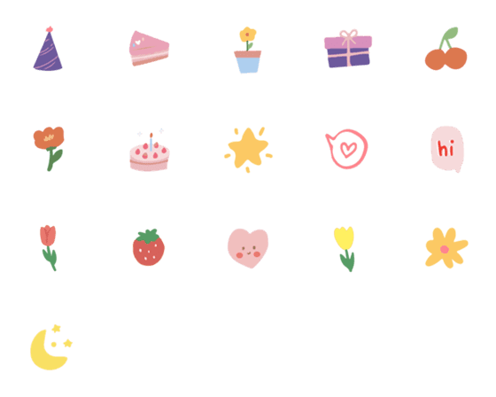 [LINE絵文字]HAPPY DAY CUTE EMOJI 1の画像一覧