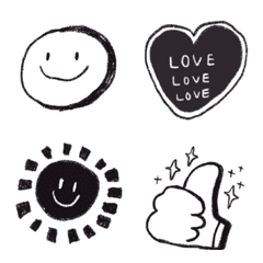 [LINE絵文字] Hand drawn Black ＆ White Emojiの画像