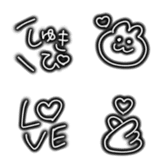 [LINE絵文字] 毎日使えるピカピカ光る★黒色可愛い絵文字の画像