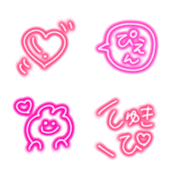 [LINE絵文字] ピカピカ光る★かわいいピンクネオン絵文字の画像