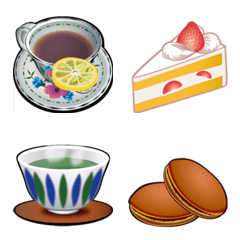 [LINE絵文字] お茶＆コーヒーとお茶請けのお菓子の画像