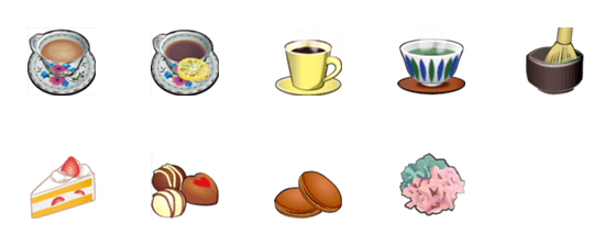 [LINE絵文字]お茶＆コーヒーとお茶請けのお菓子の画像一覧