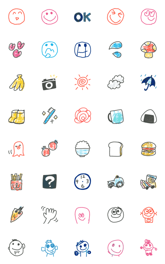 [LINE絵文字]こどものらくがき風絵文字の画像一覧