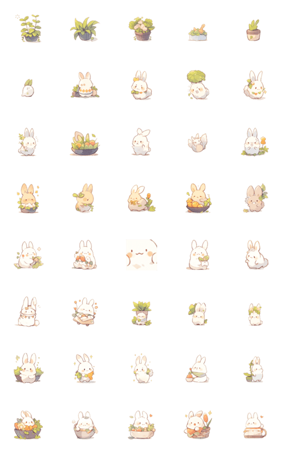 [LINE絵文字]Ai Garden Rabbits 0w0の画像一覧