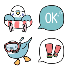 [LINE絵文字] インコちゃんの夏絵文字の画像