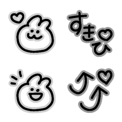 [LINE絵文字] 毎日使える白黒くっきりエモかわいい絵文字の画像