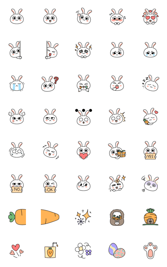 [LINE絵文字]Pukpui cute white bunnyの画像一覧
