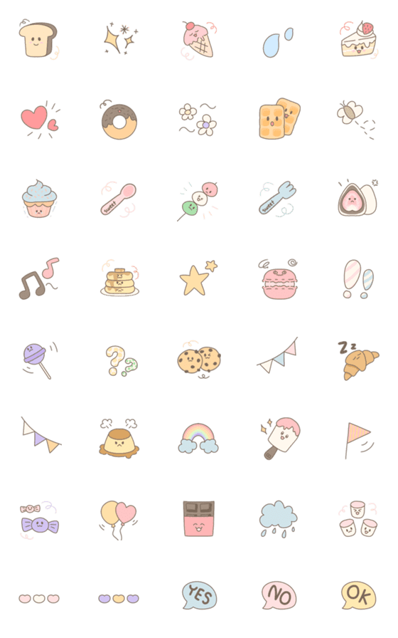 [LINE絵文字]Cute pastel colored dessertsの画像一覧