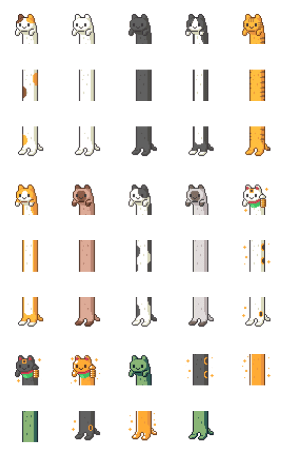 [LINE絵文字]pixel-long catの画像一覧