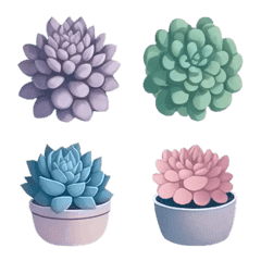 [LINE絵文字] Cute Succulents Garden emojiの画像