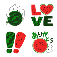 [LINE絵文字] スイカ猫の画像