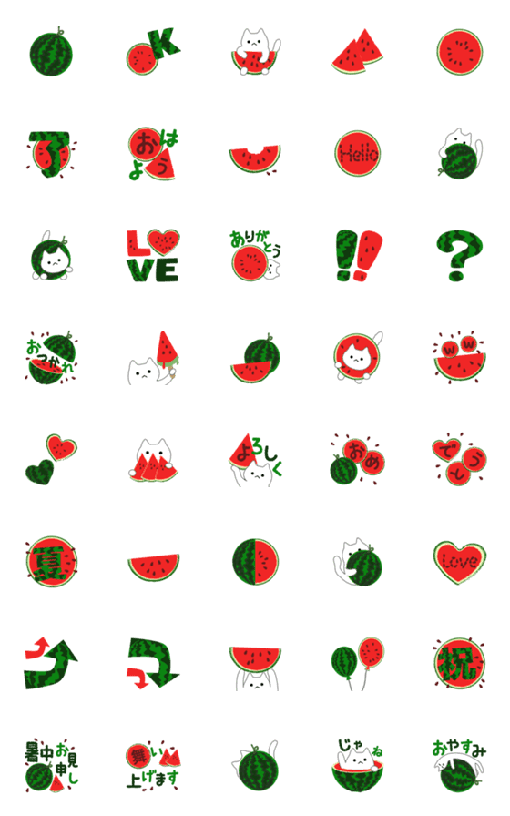 [LINE絵文字]スイカ猫の画像一覧