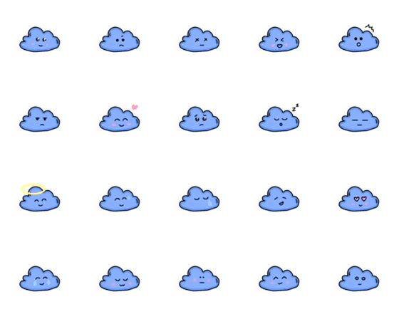 [LINE絵文字]cute cloudsの画像一覧