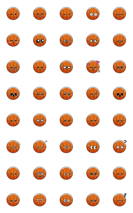 [LINE絵文字]バスケットボールの表情(絵文字)の画像一覧