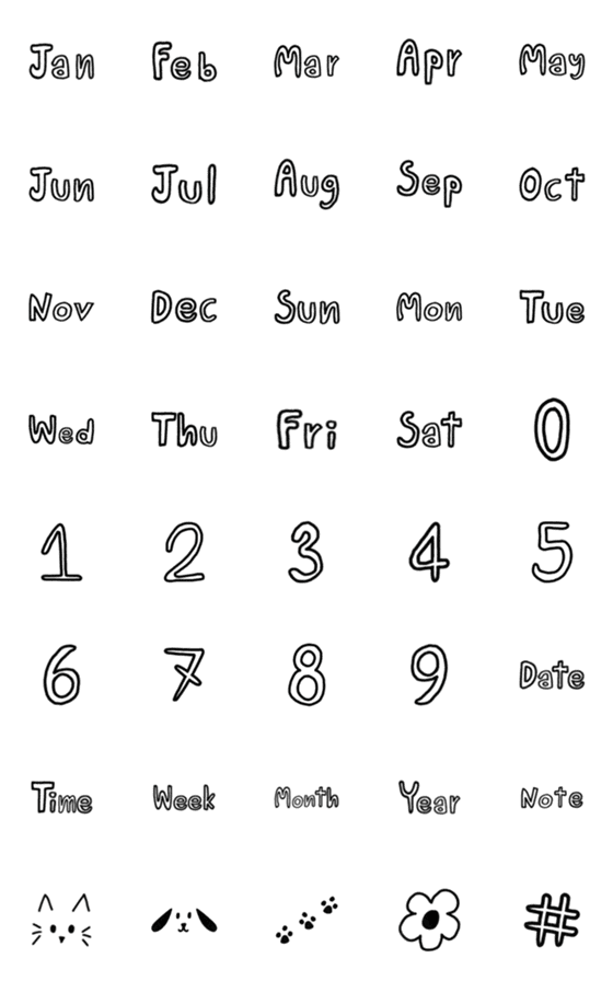 [LINE絵文字]Day-Month-Year Handwritingの画像一覧