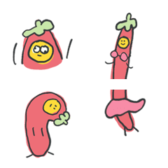 [LINE絵文字] 赤唐辛子 手書き ♥ 大人可愛い 絵文字の画像