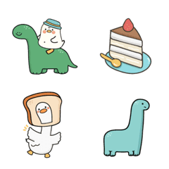 [LINE絵文字] Dino ＆ duck emoji cute 300%の画像