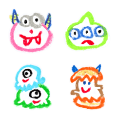 [LINE絵文字] クレヨンでエイリアンをらくがき！(絵文字)の画像