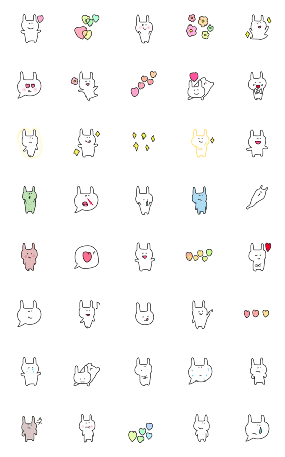 [LINE絵文字]【わりとゆるーく使えるうさぎさん】の画像一覧