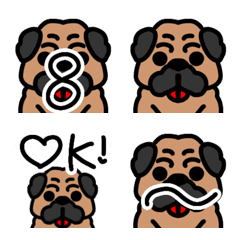 [LINE絵文字] 毎日使える可愛いパグ犬スケジュール絵文字の画像