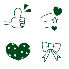 [LINE絵文字] ダークグリーン×ホワイト 〜日常絵文字〜の画像