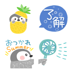 [LINE絵文字] 大人のほんわか絵文字♡夏ペンギンの画像