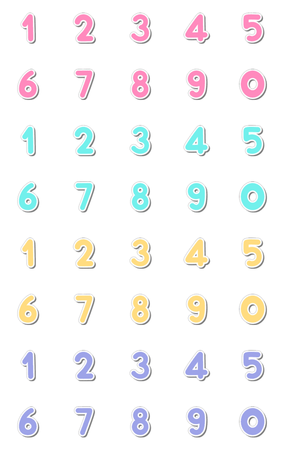 [LINE絵文字]Number cute pastel Emoji 3の画像一覧