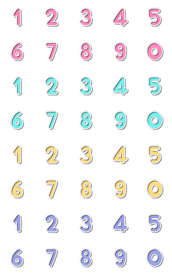 [LINE絵文字]Number cute pastel Emoji 4の画像一覧