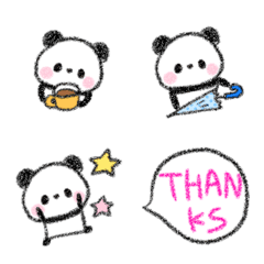 [LINE絵文字] ベビーパンダ♥鉛筆タッチの画像
